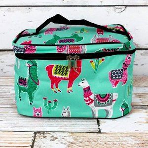 Travel Case. Aqua, Pink, Gray, Black Llama Pattern. NWT.